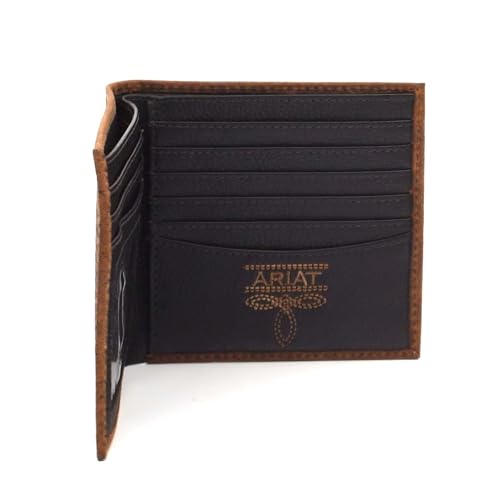 Image of ARIAT Men's Pebbled Bull Hide Leather Bifold Wallet (Brown)
