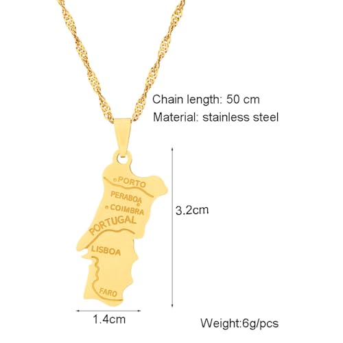 Xusamss Fashion Stainless Steel Portugal Cities Map Pendant Necklace2