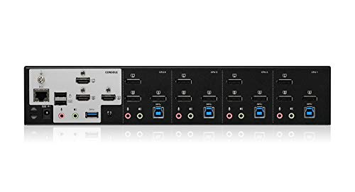 Image of IOGEAR 4-Port 4K DisplayPort Triple View KVMP - 3 HDMI Monitors Outs - Converts DisplayPort to HDMI Out - 4096 x 2160 @60Hz - Control /Share USB 3.0 peripherals - Win 7+ Mac OS Linux - GCS1964
