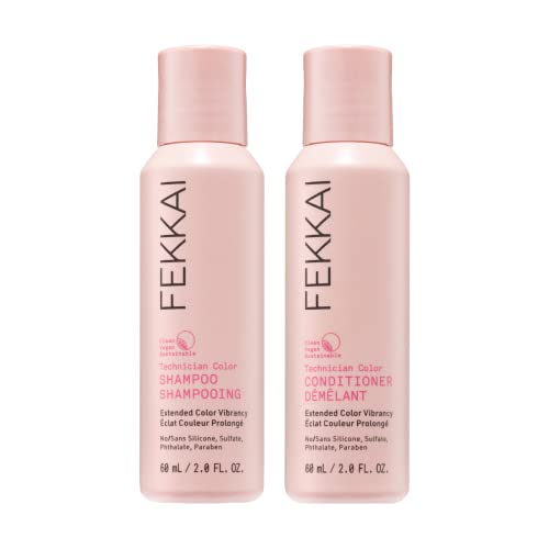 FEKKAI Technician Color Shampoo + Conditioner - 2 oz Bottle of Each - Extends Vibrancy of Color-Treated Hair - Salon Grade, EWG Compliant, Vegan & Cruelty Free