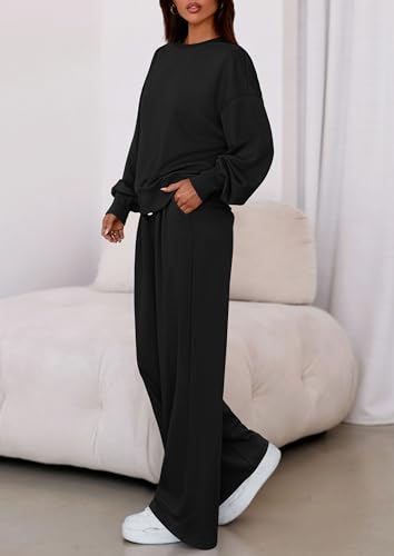 PRETTYGARDEN Womens 2 Piece Sets Long Sleeve Sweatshirt Wide Leg Pants Loose Matching Lounge Set Trendy Fall Outfits4