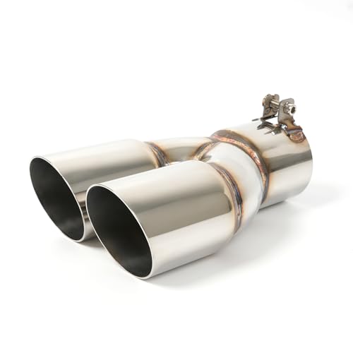 KHK 3 Dual Exhaust Tip - 3 Inlet 3 Outlet 9.5 Overall Length Diesel Exhaust Tips Stainless Steel Bolt On Truck Tailtip Universal Fit for Trucks & Cars -Polished