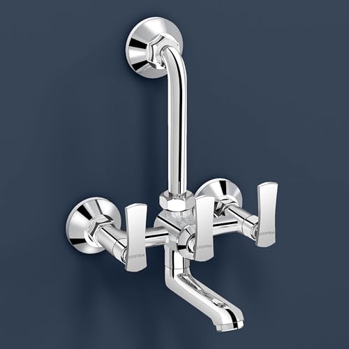 Image of Plantex 2 in 1 Wall Mixer for Bathroom /Mixer L-Bend Provision for Overhead /Mixer Tap for Bathroom with Water Saving Nozzle and Wall Flange (3515, Chrome)