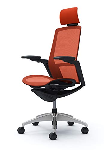 オカムラ オフィスチェア フィノラ 可動肘 エクストラハイバック 座:メッシュ オレンジレッド