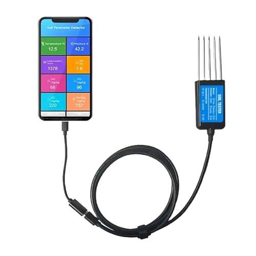 Image of LABART Professional 8 in 1 Soil Tester Temperature Moisture EC PH NPK Soil Sensor Portable USB Type-C for Agriculture with Android App inbuild