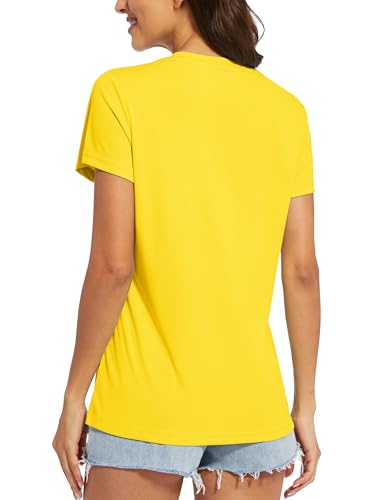 Image of MAGCOMSEN Women's Short Sleeve T-Shirt Quick Dry Athletic Tee Shirt Running Workout Yoga Top Tee Performance Shirts