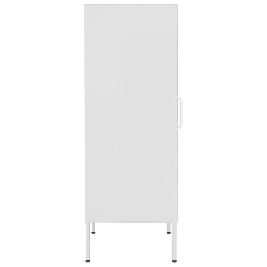 Armario de almacenamiento blanco de acero 42,5 x 35 x 101,5 cm con 2 estantes ajustables en altura y niveladores, armario multiusos para oficina, salón, pasillo, garaje, taller, espacio de