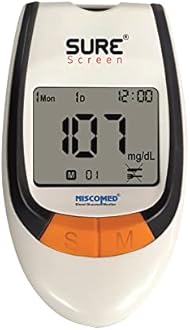 Niscomed Surescreen Glucose Blood Sugar Monitor Painfree Testing Kit with 75 Strips Glucometer White