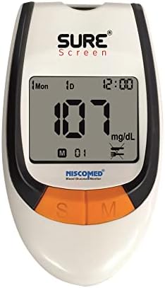Niscomed Glucometer | Blood Sugar Testing Machine for Diabetes | Accurate Blood Glucose Monitor for Home Use with 05 Strips Glucometer White