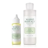 Mario Badescu Acne Facial Cleanser & Anti-Acne Serum | Oil-Free Face Wash & Clarifying Gel Duo with Salicylic Acid & Aloe Vera | Deep Pore Clean & Clogged Pores Treatment for Clearer Skin| 6 + 1 Fl Oz