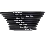 サムコス ステップアップリング 9種 9枚セット 37-49mm 49-52mm 52-55mm 55-58mm 58-62mm 62-67mm 67-72mm 72-77mm 77-82mm カメラフィルターリング アダプタリングセット カメラレンズフード用(黒)