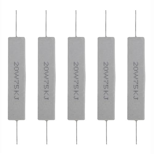 電源巻線セラミック水平セメント抵抗器(75Kオーム、20W 5% 5pcs)