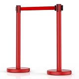 Rotes Stützen-Set mit 3 m langem einziehbarem Gurt, langlebige Barrieren zur Kontrolle der Menschenmenge, für Flughäfen, Veranstaltungen und Veranstaltungsorte, tragbare