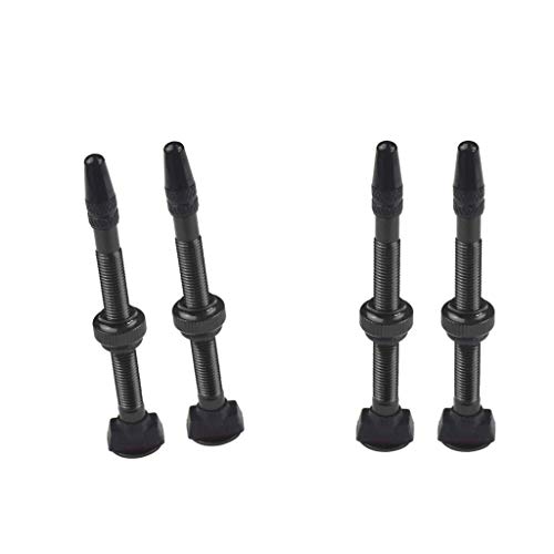 Homyl 4 peças de alumínio 60 mm Black Mountain Bike Presta haste de válvula sem câmara