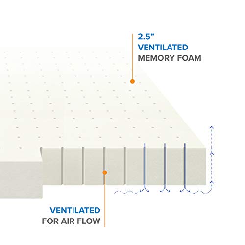 Image of Best Price Mattress 2.5 Inch Ventilated Memory Foam Mattress Topper, CertiPUR-US Certified, Queen