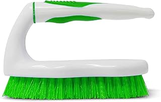 Hand Scrubbing Brush with Stiff Bristles & Non-Slip Comfortable Grip Handle Heavy Duty Household Cleaning Brush for Kitchen,Carpet,floor,Car Bath Brush (White/Green)