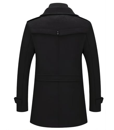 Image of INVACHI Men's Wool Blend Coat Single Breasted Trench Coat Thermal Business Winter Coat with Removeable Collar