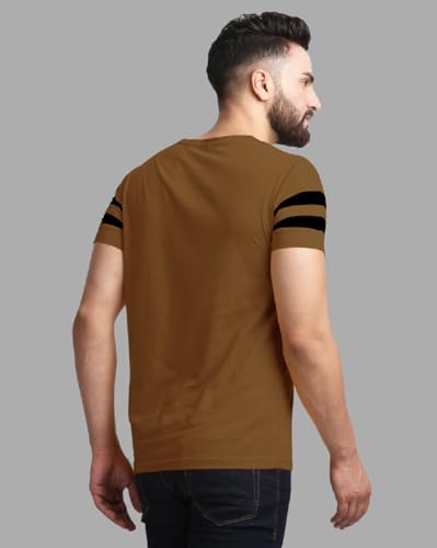 Image of Noble Monk Men Regular Fit T-Shirt | Round Neck | Half Sleeve | Self Design | Casual T Shirt for Men