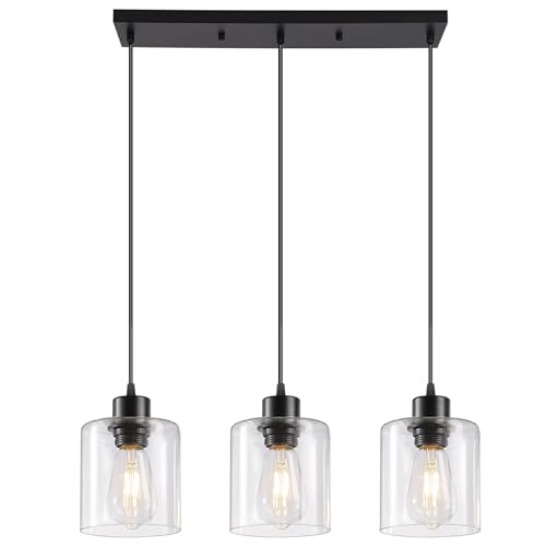 ROCUNSI 3-Light Clear Glass Pendant