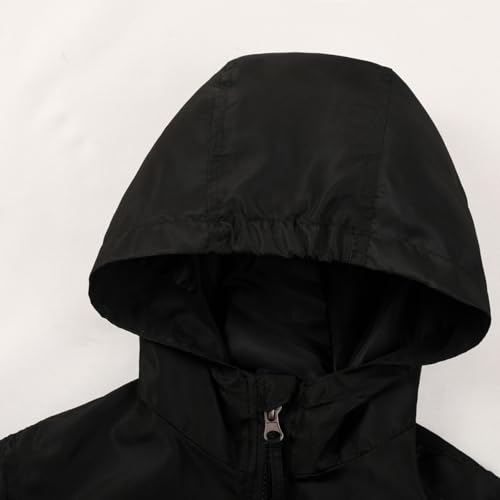 Image of SUNDAY ROSE Boys Windbreaker Jacket Hooded Lightweight Windroof Water-resistant Outdoor Coats for Kids