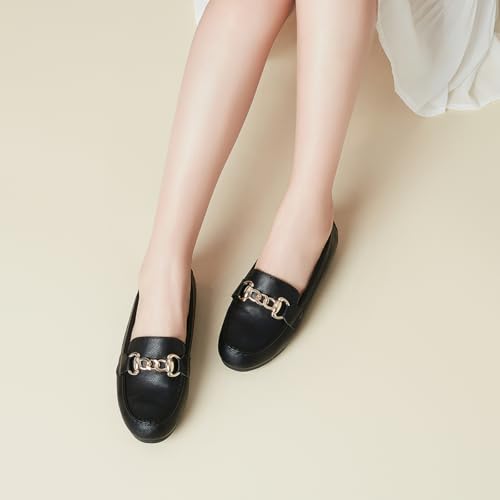 Image of ABEJOJO Women's Loafer Shoes, Comfortable Slip on Casual Flat Penny Shoes for Walking, Driving, Dressy