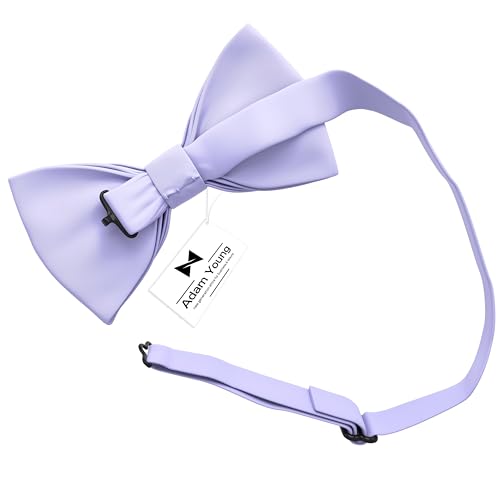 Image of Adam Young Men's Bow Ties Pre-Tied Style Formal Satin Classic Bowtie for Tuxedo Faux Silk