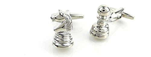 Par de Mancuernillas de Ajedrez Plateadas para Hombre miniatura 1