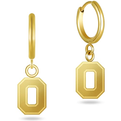 Stone Armory Earrings for Ohio State University Jewelry Gifts for Women, Graduation – Stainless Steel Skin-Friendly Ohio State Buckeyes Earrings 18K Gold Finish OSU Block O Hoops