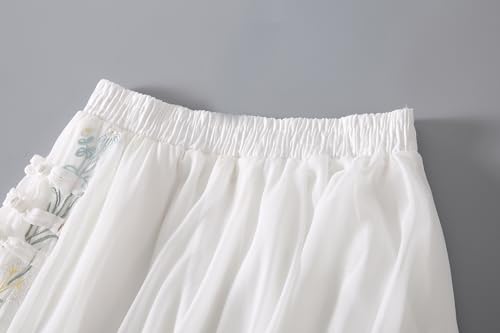 Women Chinese Style Embroidered Chiffon Skirt A-line Elastic High Waist Hanfu Half Length Dress Stylish Elegant Dress2