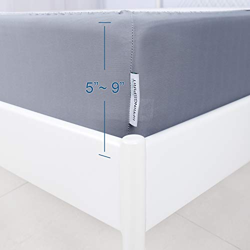 Box Spring Cover Queen Size, Alternates For Bed Skirt, Smooth And Elastic Woven Material Wrap Around 4 Sides Of The Box Spring, Wrinkle & Fading Resistant, Washable, Dustproof, Gray #TOP4