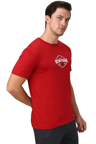 Image of Van Heusen Men Cotton Regular Fit Athleisure Graphic T-Shirt - Round Neck, Short Sleeve, Minimal Print