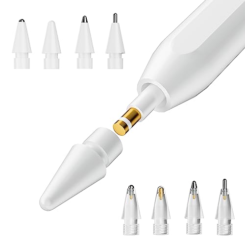 nimin Apple Pencil Spitze - [8er Pack] Ersatzspitzen für Apple Pencil 2. Gen & 1. Gen, präzise Steuerung, Füllfederhalter-Schreibgefühl, flüssiges Schreiben, Kunststoff- und Metallspitzen