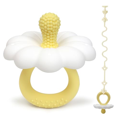 Mordedor bebé, Purphy mordedores bebés 3-6 meses de silicone, mordedor bebé refrigerante sem BPA, brinquedos bebés fáceis de segurar (amarelo)