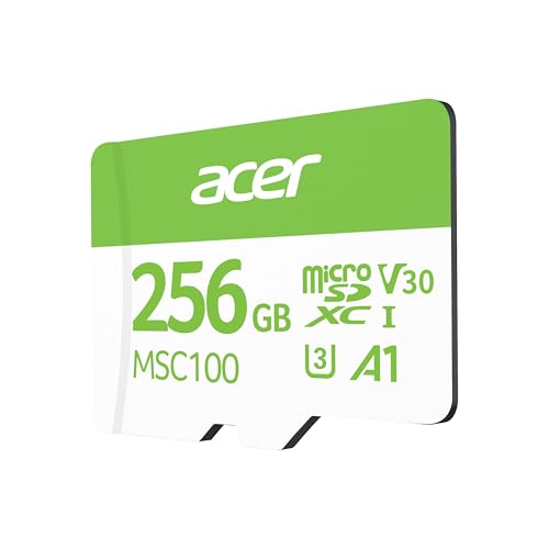 Image of Acer MSC100 MicroSD Card 256G UHS-I U3 V30 A1, Up to 100MB /s Read Speed, 4K Video Recording, Compatible with Smartphones Cameras Tablets Drones| 5-Year Limited Warranty