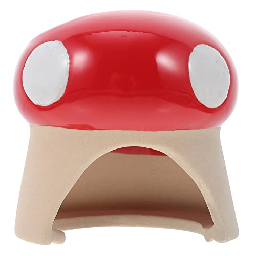 CVUTOVO Hamster Mushroom House Ceramic Hideout Nest for Chinchilla PET House Comfortable Resting Area Summer PET Supply
