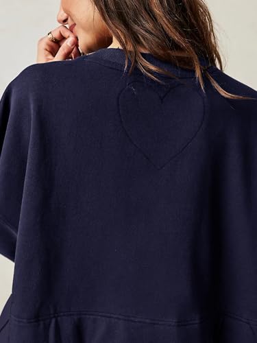 Image of Dokuritu Sweatshirt Dress Women Crew Neck Long Sleeve Patchwork Pullover Tops Flowy Oversized Sweatshirt Mini Dress
