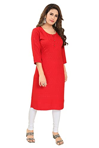 Image of DREAM & DZIRE Chikankari Kurti for Women of Cotton in Plus Size & Small Size.