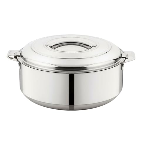 Image of Stainless Steel Double Wall Insulated Hotpot with Lid, 1 Liter Capacity, Keeps Food Hot & Fresh, Durable Heavy Duty, Ideal for Rice, Curry, Biryani, Chapati - Silver