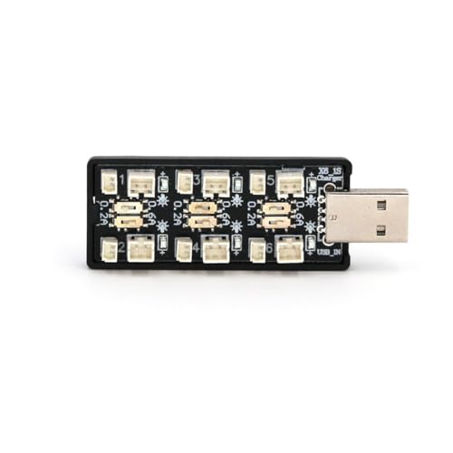 Auratrove Tableau de charge au lithium, 6 canaux USB 1S pour chargeur LiPo LiHv avec indicateurs LED, commutable 3,7 V/4,20 V pour batteries RC Toy Model