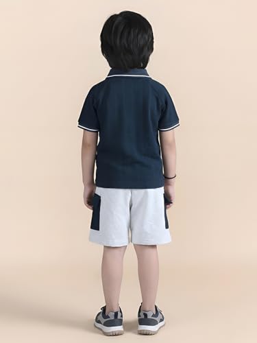 Image of POLKA TOTS 100% Pure Cotton T-Shirt and Shorts Combo For Boys | Summer Dress & Beach Wear for Boys and Toddlers | Breathable Premium Fabric Co-Ord Set Kids | Relaxed Fit Casual Summer Outfit for Kids