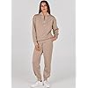 ANRABESS Tracksuit for Women 2 Piece Outfits Sweat Set Half Zip Long Sleeve Cropped Sweatshirt Sweatpants Cozy Sweatsuit Matching Lounge Set Fall Clothes 1310kaqi-S