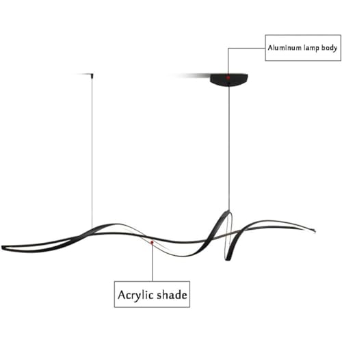 Lustre LED dimmable avec télécommande pour cuisine et éclairage moderne noir