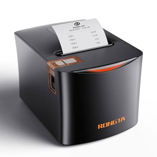 Rongta Thermal Receipt Printer, 80mm High-Speed POS Printer with Auto Cutter, 250mm/s, Ideal for...