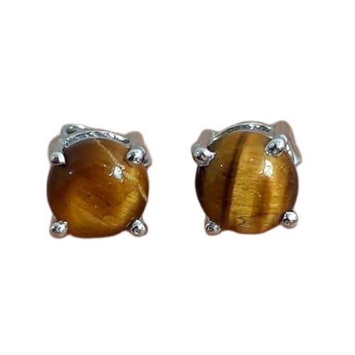 Boucles d'oreilles œil de tigre rondes pour votre style quotidien