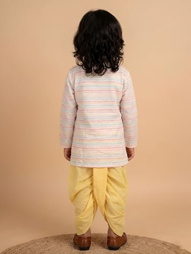 Image of POLKA TOTS Pure Cotton Traditional Dhoti Kurta Set for Baby Boys, Toddlers & Kids | Soft and Breathable Cotton Ethnic Dress for Festivals and Weddings | Traditional Elegant Indian Festive Clothing