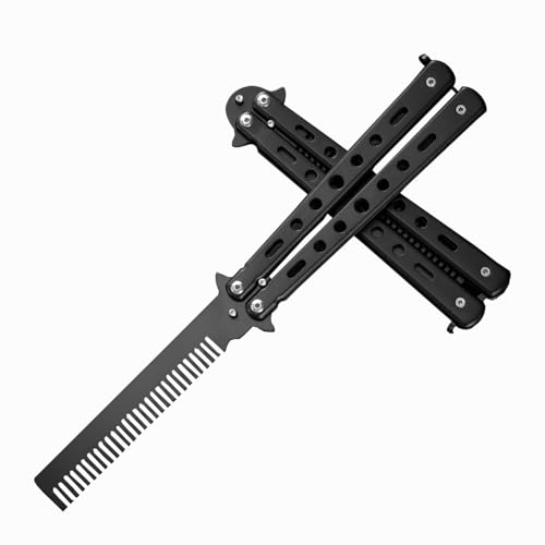 One Piece Durable Metal Folding Hair Comb - Convenient Steel Lightweight Portable Training Butterfly Comb for Trainer