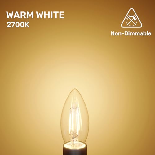 paul russells LED Candle Filament Light, 4.5W 40W Equivalent Replacement, 470LM Lumens, 2700K Warm White - Image 2