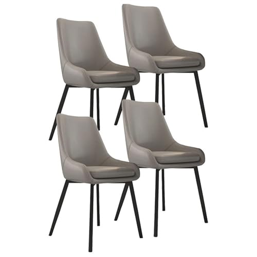 NMVAWIPT Juego De 4 Sillas Comedor Modernas Piel Sintética con Patas Metal For Cocina Y Sala Estar(Light Gray)