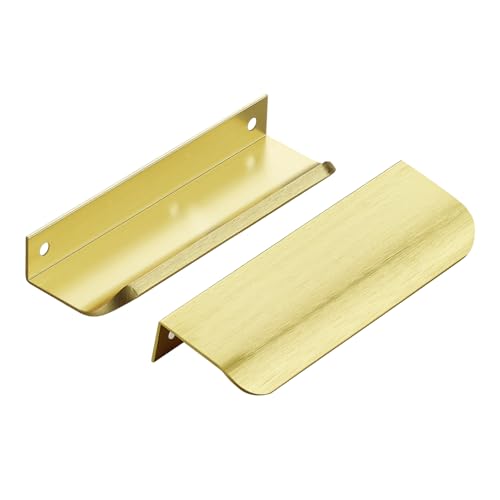 Image of Gold Cabinet Handles Finger Edge Pulls 4.75 Inch CC 12 Pack