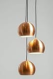 kupfer lampe tisch Retro-Look anTes interieur Hängeleuchte Balls kupfer gebürstet mit 3 x LED-Leuchtmittel (Mehrflammig Pendelleuchte Hängelampe Deckenlampe Pendellampe Deckenleuchte)